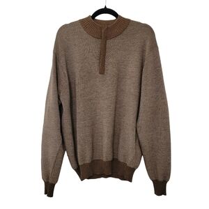 Peter Millar Men's Brown 1/4 Zip Sweater Sz L Italian Merino Wool, New w/ Repair